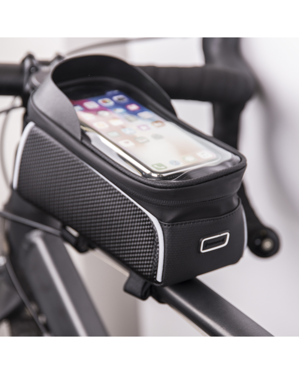Waterproof bike frame bag with shielded phone holder Model02 black