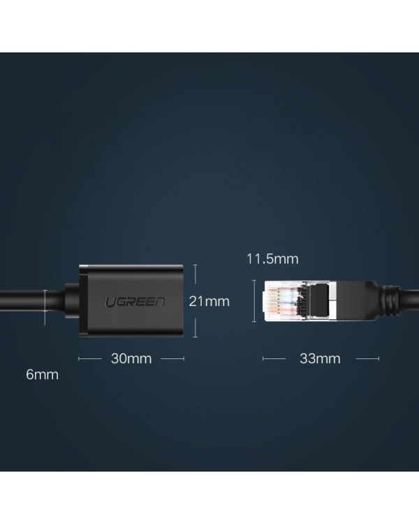 Дополнительное изображение книги «Удлинительный кабель Ugreen Ethernet RJ45 Cat 6 FTP 1000Mbps 2m Black (NW112 11281)»