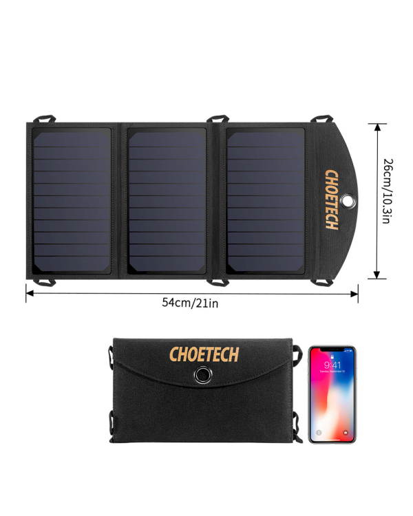 Дополнительное изображение книги «Choetech Foldable Solar Charger 19W 2x USB 2,4A black (SC001)»