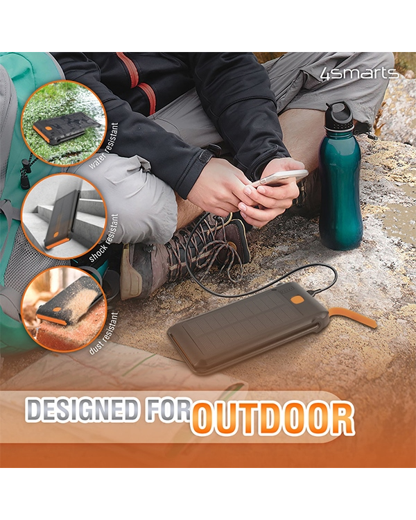 4smarts Powerbank Солнечный TitanPack Flex 10000mAh черный|оранжевый