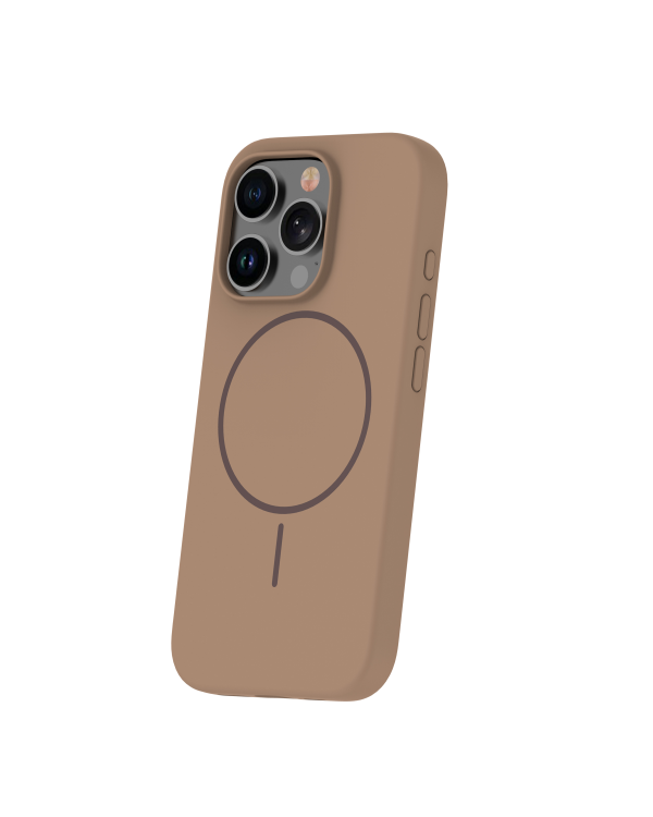 Силиконовый тонкий чехол Fusion Magsafe для iPhone 16 Pro коричневый