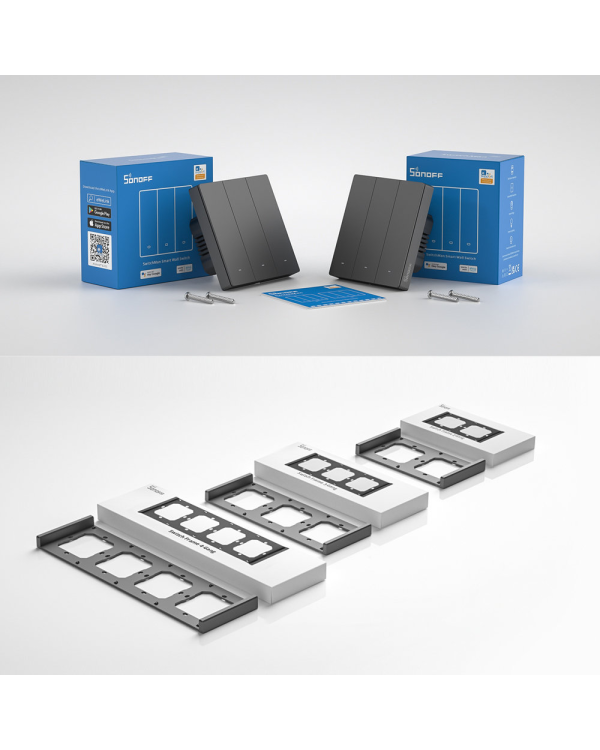 Sonoff Smart 3-канальный Wi-Fi настенный выключатель черный (M5-3C-80)