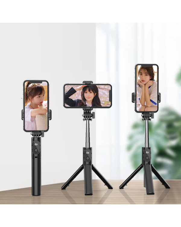 Selfie Stick MINI - со съемным пультом дистанционного управления Bluetooth и штативом - P20S BLACK