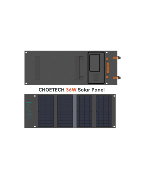 Choetech Foldable Solar Charger Solar Photovoltaic 36W Quick Charge Power Delivery USB / USB Type C (94 x 36 cm) Gray (SC006)
