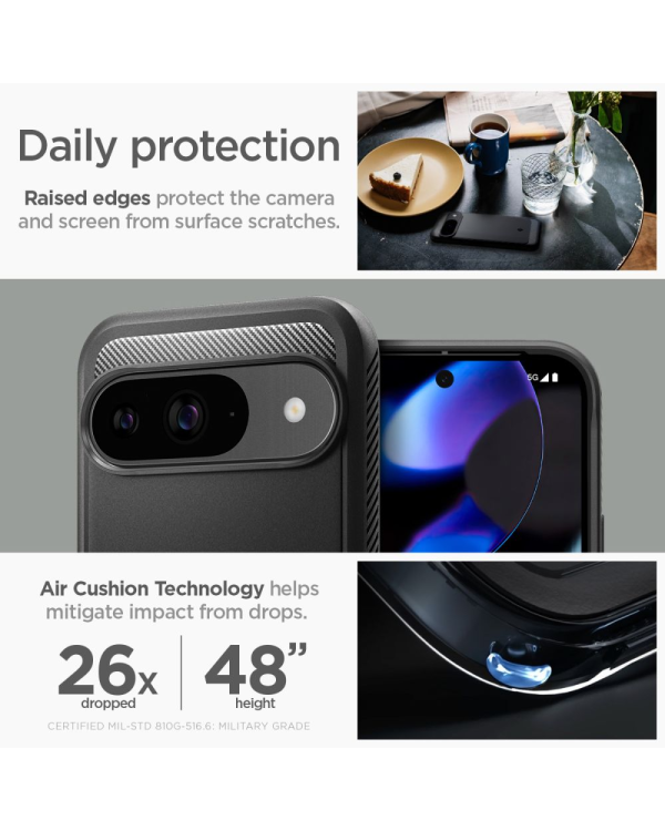 SPIGEN RUGGED ARMOR GOOGLE PIXEL 9 | 9 PRO МАТОВЫЙ ЧЕРНЫЙ