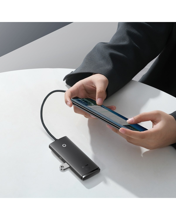 Baseus Lite Series Hub 4in1 USB to 4x USB 3.0, 25cm (Black)