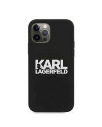 KLHCP12LSLKLRBK Karl Lagerfeld Stack White Logo Silicone Case for iPhone 12 Pro Max 6.7 Black