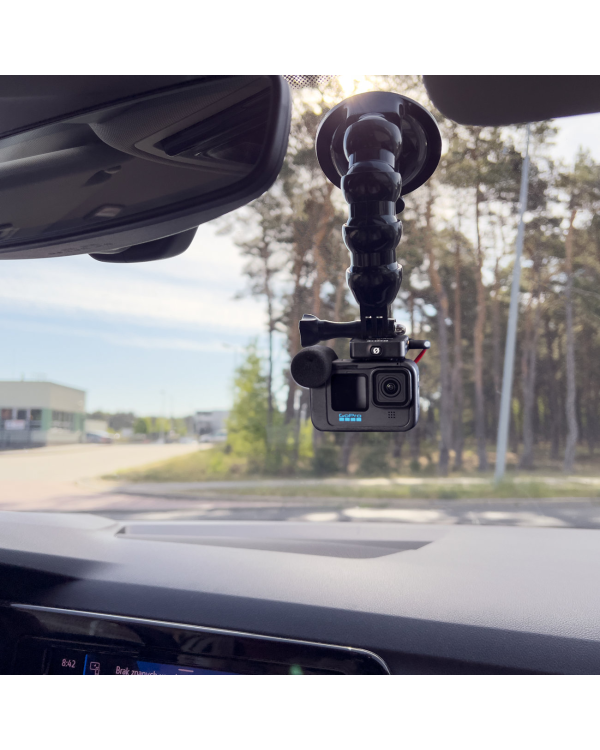 GoPro mount with suction cup for GoPro, DJI, Insta360, SJCam, Eken sports cameras + smartphone adapter (GoPro car suction cup)