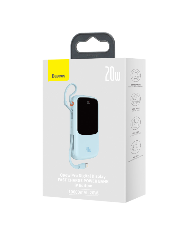 Baseus Qpow power bank 10000mAh built-in Lightning 20W Quick Charge cable SCP AFC FCP blue (PPQD020003)