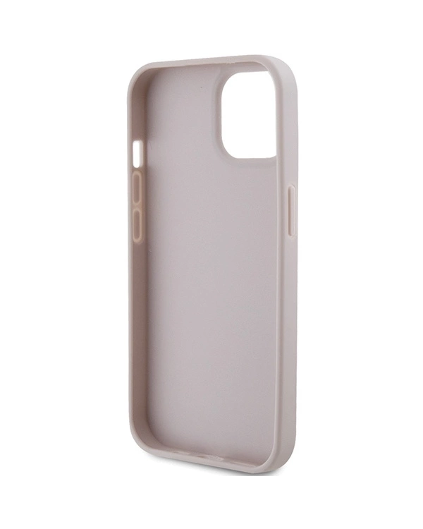 Guess Leather 4G Triangle Strass case for iPhone 15 - pink