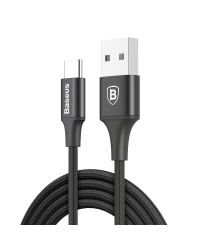 Baseus Rapid Cable Durable Nylon Braided Wire USB Type C with LED Light 2A 2m black (CATSU-C01)