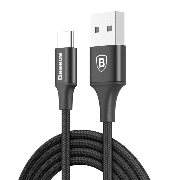 Обложка книги «Baseus Rapid Cable Durable Nylon Braided Wire USB Type C with LED Light 2A 2m black (CATSU-C01)»