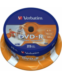 Matricas DVD-R AZO Verbatim 4.7GB 16x Wide Printable ID Brand 25 Pack Spindle