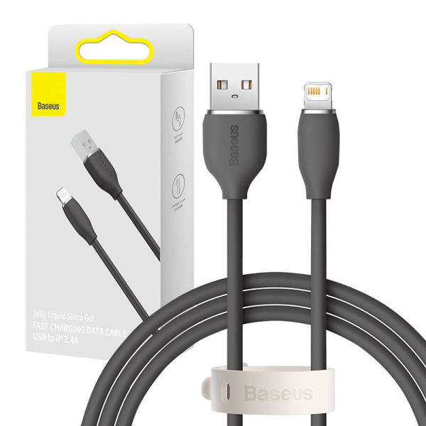 Baseus Jelly кабель USB Lightning, 2,4A, 1,2м (черный)