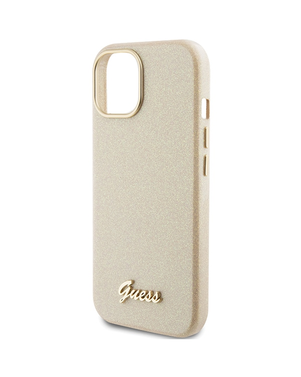 Guess GUHCP15SPGMCSD iPhone 15 6.1" złoty|light gold hardcase Glitter Glossy Script