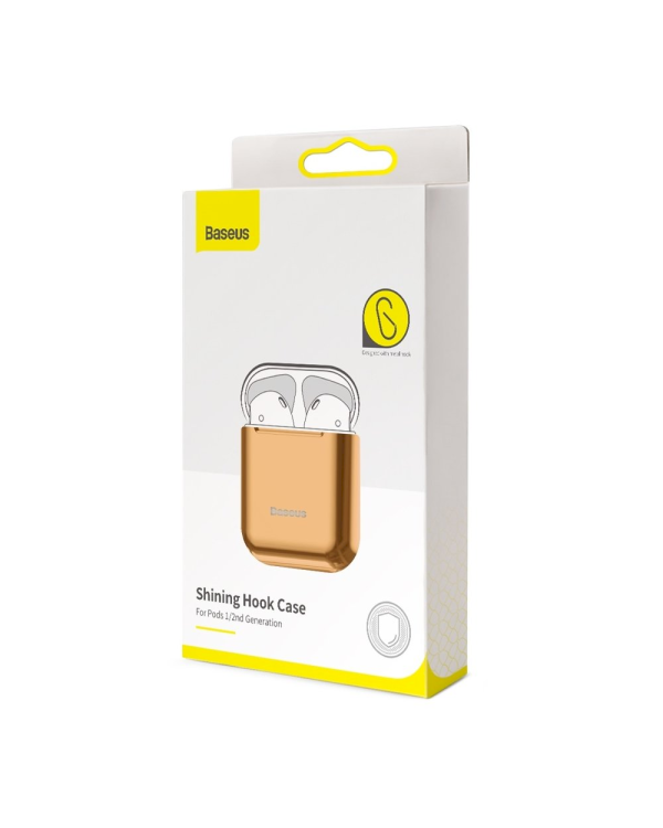 Baseus Shining Hook Силиконовый чехол для наушников Apple Airpods 1 / 2 золотой
