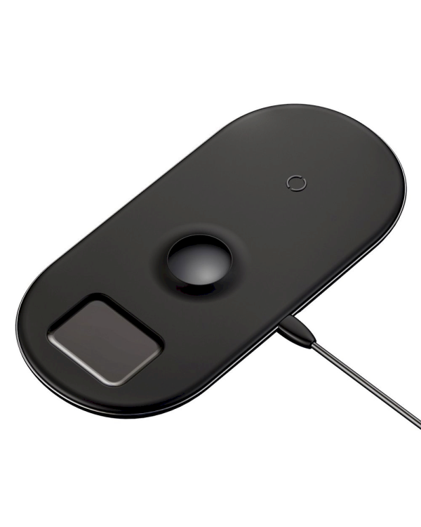 Baseus WX3IN1-C01 3 in 1 Быстрая Беспроводная Зарядка 9V / 2A / 7.5W / + USB-C Кабель / Черная