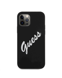 GUHCP12MLSVSBW Guess Silicone Vintage White Script Cover for iPhone 12/12 Pro 6.1 Black