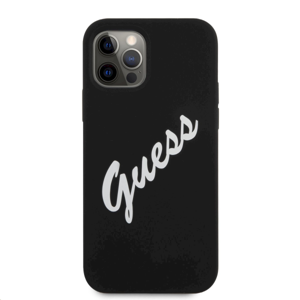 Обложка книги «GUHCP12MLSVSBW Guess Silicone Vintage White Script Cover for iPhone 12/12 Pro 6.1 Black»
