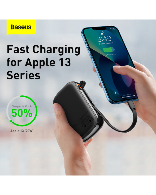 Powerbank Baseus Qpow PRO with cable, 20000mAh, 20W (Black)