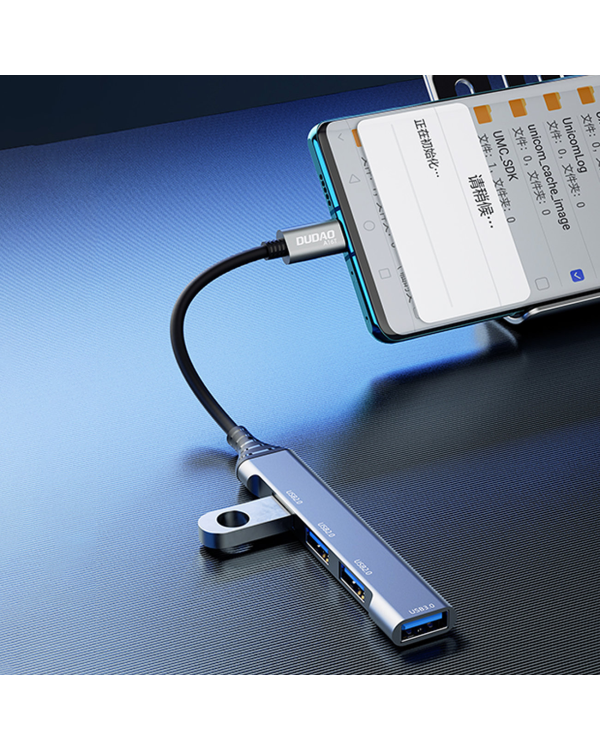 Dudao HUB 4in1 USB-C - 4x USB-A (3 x USB2.0 | USB3.0) 6.3cm black (A16T)