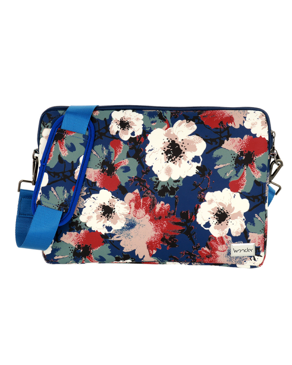 Wonder Sleeve Laptop 17 inches blue and camellias