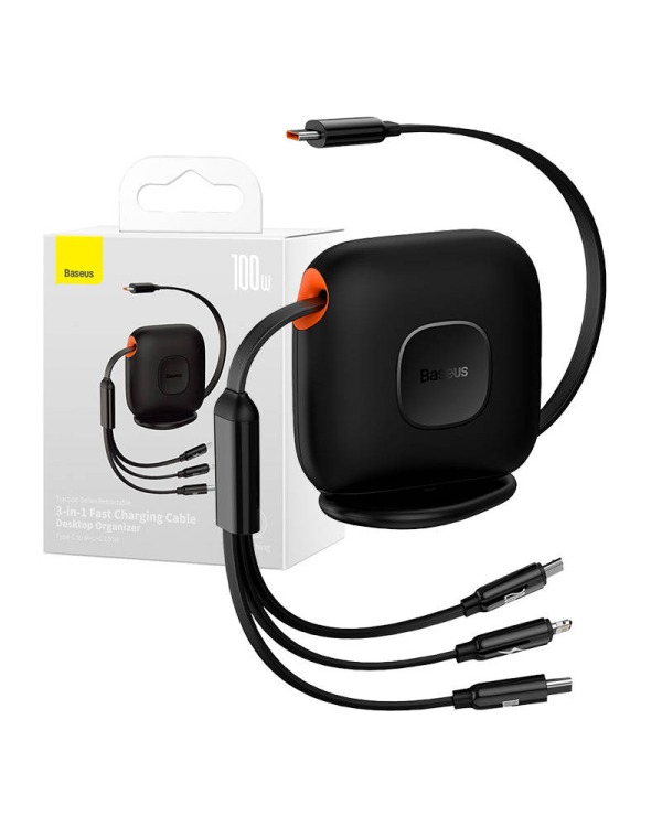 Baseus Traction 3-in-1 USB-C cable USB-C | Lightning | Micro 100W 1.7m (black)