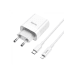 Hoco C80A Универсальное Зарядное Устройство USB-C / USB / 12V / 3.0A / 18W / QC 3.0 / PD + Lightning Провод 1М Белое