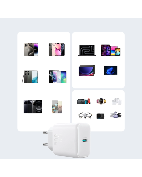 Сетевое зарядное устройство Joyroom JR-TCF24 USB-C PD 30W QC SFC - белый