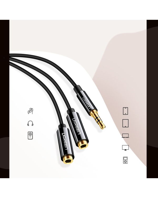 Дополнительное изображение книги «Ugreen cable 3.5 mm headphone splitter mini jack AUX 25cm black (20816)»