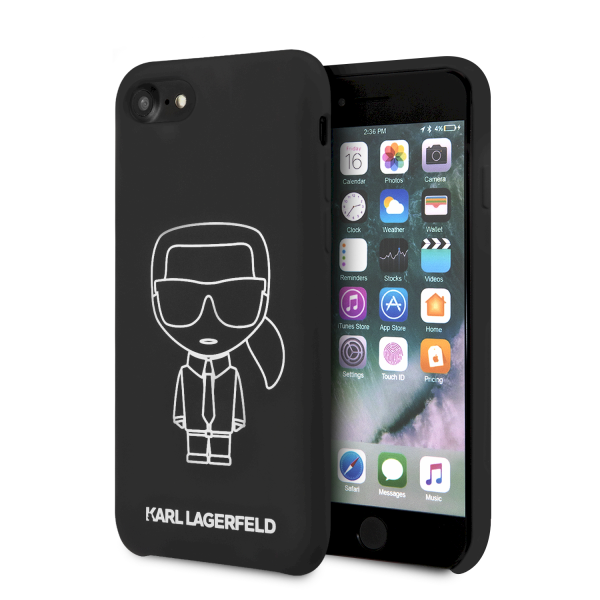Обложка книги «KLHCI8SILFLWBK Karl Lagerfeld Silicone Cover Ikonic Kryt for iPhone 8/SE2020 Black»