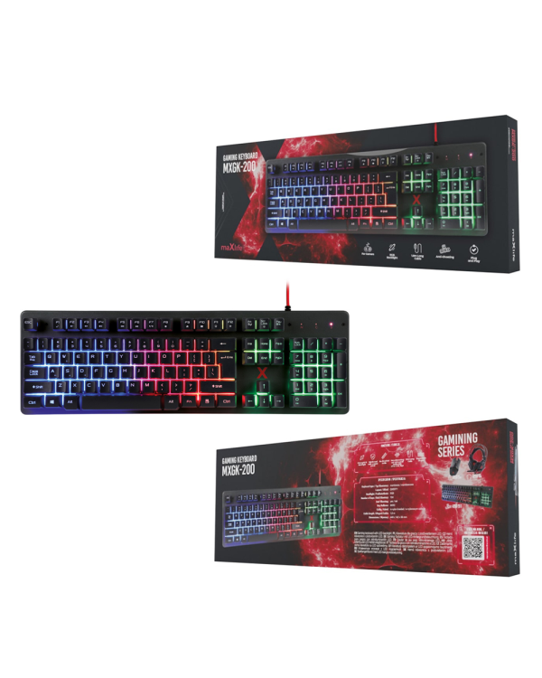 Дополнительное изображение книги «Maxlife Gaming MXGK-200 keyboard US QWERTY 1,8 m black»