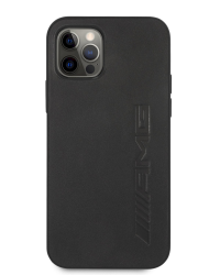 AMHCP12LDOLBK AMG Leather Big Stamped Logo Hard Case for iPhone 12 Pro Max 6.7 Black