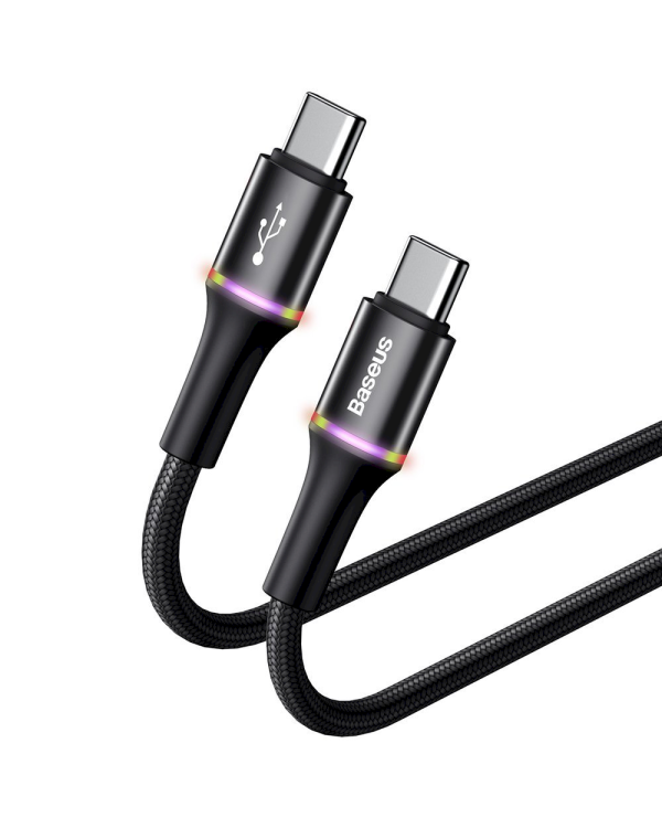 Baseus HALO USB-C -> USB-C Провод для Зарядки 60W / PD 2.0 / LED / 200 cm Черный