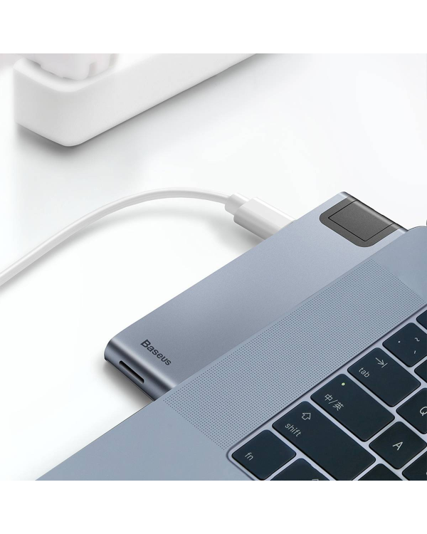 Baseus CAHUB-L0G 7 in 1 Приставка для MacBook | HDMI | 2 x USB 3.0 | USB-C | RJ45 | SD | Micro SD Thunderbolt C+