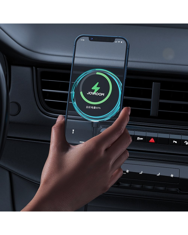 Автомобильный держатель Joyroom JR-ZS291 с беспроводной зарядкой / 15 Вт / MagSafe серебристого цвета
