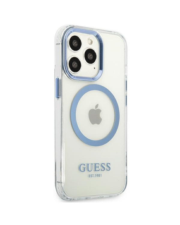 Guess GUHMP13XHTRMB iPhone 13 Pro Max 6,7" niebieski|blue hard case Metal Outline Magsafe