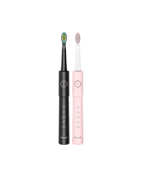 FairyWill Sonic toothbrushes with head set and case E11 (Black and pink)