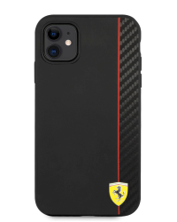 FESAXHCN61BK Ferrari On Track Stripe Carbon Hard Case for iPhone 11 Black