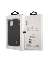 BMHCP12MRCDPK BMW Signature Leather Debossed Stripes Case for iPhone 12/12 Pro 6.1 Black