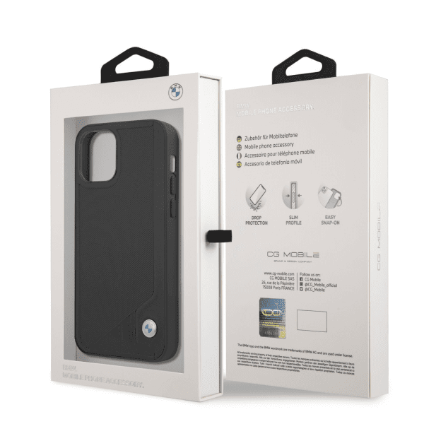 Обложка книги «BMHCP12MRCDPK BMW Signature Leather Debossed Stripes Case for iPhone 12/12 Pro 6.1 Black»