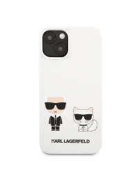KLHCP13SSSKCW Karl Lagerfeld and Choupette Liquid Silicone Case for iPhone 13 mini White