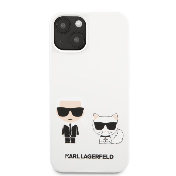 KLHCP13SSSKCW Karl Lagerfeld and Choupette Liquid Silicone Case for iPhone 13 mini White