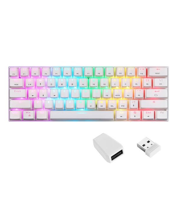 Беспроводная механическая клавиатура Motospeed SK62 White (синий переключатель)