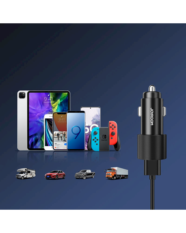 Автомобильное зарядное устройство Joyroom 2 x USB с подсветкой 24 Вт черное (JR-CL10)