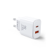 Joyroom JR-TCF05 20W USB-C | USB-A Fast Dual Port Wall Charger - White + USB-C - Lightning 1m