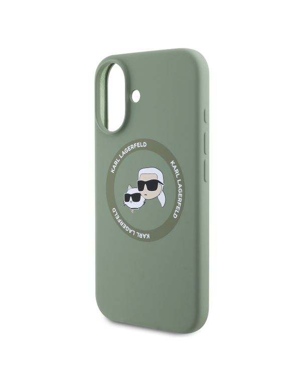 Karl Lagerfeld Liquid Silicone K&CH Heads MagSafe Case for iPhone 16 Kaki