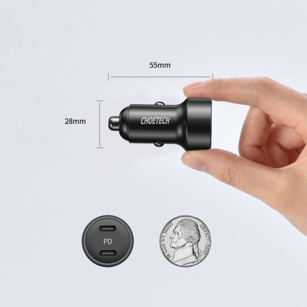Обложка книги «Choetech car charger 2x USB Type C Power Delivery 3.0 QuickCharge 3.0 AFC 36W 2.4A black (C0054)»