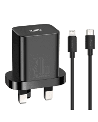 Baseus Super Si 1C fast wall charger USB Type C 20W UK + USB Type C - Lightning cable 1m black (TZCCSUP-K01)