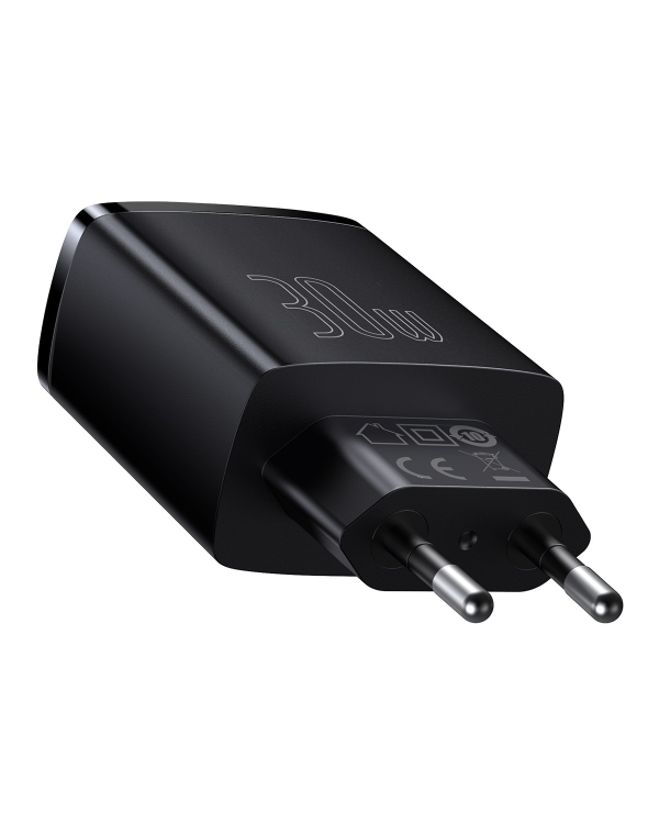 Baseus Сетевое зарядное устройство 2xUSB USB-C PD 3A 30W черная